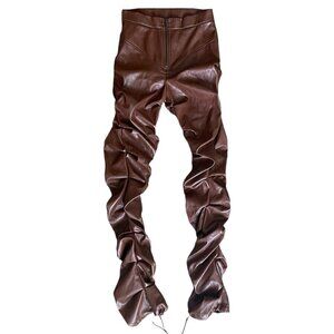 Rehab Lab Womens Faux Leather Pant‎ Sz M Stacked Street Burgundy Brown Y2K 2000s